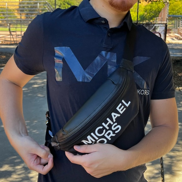 MICHAEL KORS MEN SIGNATURE LOGO POLO SHIRT TENNIS RUGBY NAVY BLUE MK CASUAL JOCK - Picture 10 of 16